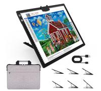 HIUKCOLED Rechargeable A3 Light Pad with Diamond Painting Light Board Storage Bag, Built-in Foldable Stand＆top Clip, 3 Colors/Stepless/6-level Brightness, Battery Powered Wireless LED Tracing Box