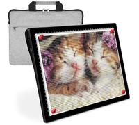 HIUKCOLED Rechargeable A4 Light Pad with Diamond Painting Light Board Storage Bag, Built-in Battery＆Magnetic panel, 5-level Brightness Adjustable,Wireless LED Tracing Box for Drawing,Sketching,Tracing