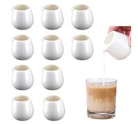 HIULLEN 10PCS Small Milk Jug, 50ML White Small Porcelain Milk Jug,White Ceramic Milk Creamer Pitcher Without Handle, Sugar Pot, Syrup Server for Home Kitchen Office Coffee Bar