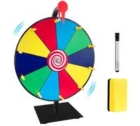 HIULLEN 12 Inch Heavy Duty Spinning Prize Wheel, Spinning Prize Wheel, 10 Slots Color Tabletop Roulette Spinner of Fortune, with Dry Erase Marker Eraser, for Fortune Spin Game Carnival Tradeshow