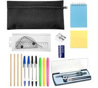 HIULLEN 18 Pcs Stationery Set, Back to School Stationery Set, Pencil Case with Stationery Sets Included for Secondary and High, Office, Mathematical Sets