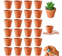 HIULLEN 24 Pcs Terracotta Plant Pots, 4.8cm Tiny Terracotta Pots, Small Mini Clay Pots with Drain Hole, Clay Flower Pots for Plants, Flowers, Candle Making, and Painted Art