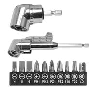 HIULLEN 2PCS Right Angle Drill Attachment, 105 Degree 1/4 Inch Right Angle Drill, Righ-t An-gle Screwdriver for Power Dr-ill Tool (Short+Long+10 Screwdriver Bits)