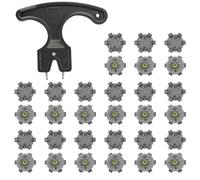 HIULLEN 30PCS Golf Shoe Spikes M6 Tooth with Wrench Remove Tool, Replacement Bulk Cleats, Metal Golf Shoe Studs, Easy Install to Golf Shoes for Footjoy Adidas Skechers Nike Shoes
