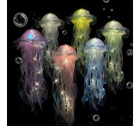 HIULLEN 6PCS Jellyfish Light, Hanging Jellyfish Lamp, Mermaid Jellyfish Lanterns, Glowing Jellyfish Lamp, Jellyfish Garden Light, Light Up Jellyfish Lamps for Ocean Theme Party Yard Landscape Garden