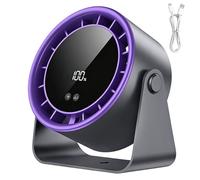 HIULLEN Desk Fan, Ultra Quiet Table Fan with 100 Speeds, Battery Operated USB Desk Fan, with Digital Display, 105°Adjustable Tilt, for Bedroom, Living Room, Kitchen, Camping, Office