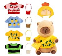 HIULLEN Dress Up Capybara Plush Toy, 10 Pcs Capybara Plush With Clothes and Accessories, 23cm Capybara Plush with 4 Clothes & 4 Bags & 1 Hat, Capybara Stuffed Animal for Boys Girls Birthday Christmas