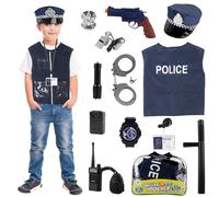 HIULLEN Police Costume Kids, Police Officer Outfit Dress Up with Vest, Hat and more, Polices Pretend Play Accessories, Polices Toys Role Play Costume Accessories for Roleplay, Carnival Cosplay Party