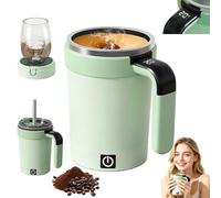 HIULLEN Self Stirring Mug, 380ml Rechargeable Auto Magnetic Mug with LED Temperature Display, Automatic Mixing Cup with Whisk and Detachable Base for Milk Coffee Protein for Office, School, Gym, Home