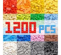 HIUME Building Bricks Classic 1200 Pieces Kids Building Blocks Box Compatible with Top brands and All Major Brands,12 Colors 14 Bulk Shapes for Boys