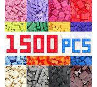 HIUME Building Bricks Classic 1500 Pieces Kids Building Blocks Box Compatible with All Major Brands 12 Colors 14 Bulk Shapes