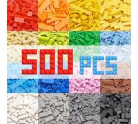 HIUME Building Bricks Classic 500 Pieces Kids Building Blocks Box Compatible with Construction Building Blocks, 12 Colors 14 Bulk Shapes, S080.