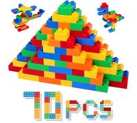 HIUME Large Building Block Set, 70 Building Blocks, Compatible with Duplo Building Bricks, Suitable for Children Aged 3 4 5 6 Years, A Great Building Block Gift for Boys and Girls.
