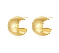HIUS Vintage Textured Huggie Hoop Earrings Stud Earrings for Women, 18K Gold Plated Chunky Hoop Earrings, Hammered Heart Oval Round Disc Earrings, Sterling Silver, No Gemstone