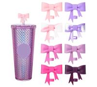 HIUSITY Bow Straw Covers Cap Compatible with Tumbler, 8Pcs Silicone Straw Cover Caps 8mm Reusable Straw Tips Dust-Proof Colorful Straw Toppers Plugs Straw Protector Accessories for Drinking Straw-086