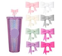 HIUSITY Bow Straw Covers Cap Compatible with Tumbler, 8Pcs Silicone Straw Cover Caps 8mm Reusable Straw Tips Dust-Proof Colorful Straw Toppers Plugs Straw Protector Accessories for Drinking Straw-085