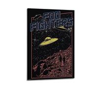 HIUSOUM America Foo Fighters UFO MusicPrinting Wall Art Posters Canvas Posters Artwork Gifts Room Aesthetics12x18inch(30x45cm) Frame-style