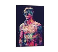 HIUSOUM Machine Gun Kelly Poster RapperPrinting Wall Art Posters Canvas Posters Artwork Gifts Room Aesthetics24x36inch(60x90cm) Frame-style