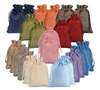 Hiuyavy Drawstring Jute Gift Bags, 24PCS Mixed Drawstring Burlap Bags, Jewelry Pouches Favor Bag for Jewellery Gift Bag(15x20cm)