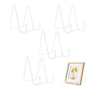 Hiuyavy Plate Holder Easel Display Stand, 4PCS 3 Inch Metal Plate Stands, Plate Stands for Display Tabletop Picture Stand for Photo Pictures Decorative Dish(White)