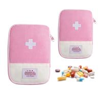 Hiuyavy Travel Mini First Aid Pouch, 2 Pack Medicine Bag, Empty Small First Aid Kit Drug Pack Storage Bag for Sports Camping Hiking Outdoor Activities Emergency(Pink)