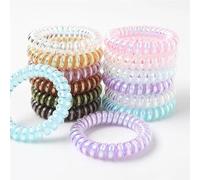 Hivata Spiral Telephone Rubber 10pc Slinky Head Elastic Tie Unbreakable Multicolored Elastic Hair Bands Spiral Shape Candy Colors Spiral Bracelets Ponytail Holders Hair Accessories for Women