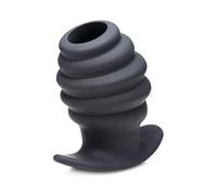 XR Brands Hive Ass Tunnel 4" Silicone Ribbed Hollow Anal Plug - Large