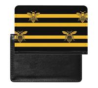 Hive Bee Black and Yellow Strip Passport Holder Wallet Cover Credit Card Case Travel Document Organiser with Card Slot