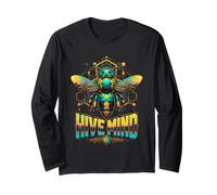 Hive Mind Geometric Bumblebee Modern Abstract Art Long Sleeve T-Shirt