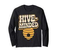Hive-Minded Graphic Honeycomb Design Long Sleeve T-Shirt