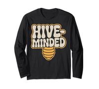 Hive-Minded Graphic Honeycomb Design Long Sleeve T-Shirt