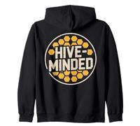 Hive-Minded Graphic Honeycomb Design Zip Hoodie