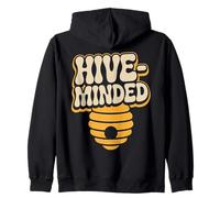 Hive-Minded Graphic Honeycomb Design Zip Hoodie