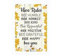 Hive Rules Metal Tin Sign Bee Humble Retro Decor Bee Honest Wall Decor Bee Kind Honey Decoration Vintage Wall Art for House Cabin Yard Backyard Outdoor Poster Gifts 12x8 Inches