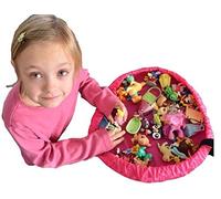 Hivel Portable Toy Storage Bag Easy Tidy Play/Storage Kids Play Mat Toys Organizer Ideal for Lego and Other Children's Toys for Faster Cleanup Small Size Diameter 45cm - Pink