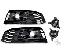 Hiverni Double Bridge Grill for A4 S4 B9 2017-2019 Racing Grills Front Bumper for Sport Hex Mesh(No sline)
