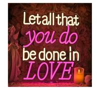 Hivernoi Neon Lamp Neon Signs Decor Sign Let All That You Do Be Done in Love,32х38cm