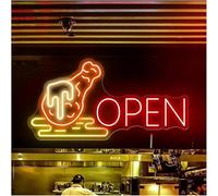 Hivernoi Neon Lamp Soothing Ambient Lamp Fried Chicken Drumsticks Neon Signs Powered by Adjustable Brightness Letters(E,21cmx40cm)