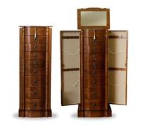 Hives and Honey - Robyn Standing Jewelry Armoire - Antique Style Locking Storage for Organized Jewelry, 38" H x 14" W x 10" D - Walnut