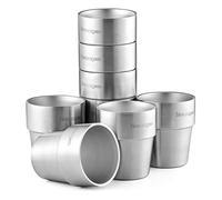 Hivexagon HG298 Set of 8 Double-Walled Stainless Steel Cups, 300 ml, Perfect for Cold Drinks - Dishwasher Safe