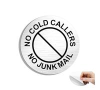 Hivia 10cm No Cold Callers No Junk Mail Sign - Brushed Aluminium Round Sticker, Waterproof, Anti-Rust, Self-Adhesive, Polite Notice for Front Door, Letterbox, Home & Office (1 Pack)