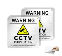 Hivia 2 Pack Aluminium CCTV Warning Signs - 15x15cm Outdoor Security Camera Signs - "CCTV in Operation" - Durable Surveillance Sign for Business, Home, and Retail Premises