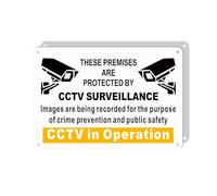 Hivia Aluminium CCTV in Operation Sign - 22x15cm Warning Signs - "These Premises Are Protected By CCTV Surveillance" - Camera Recording Sign - Weatherproof Surveillance Signs for Business & Home