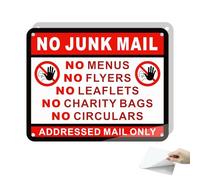 Hivia No Junk Mail Sticker 15x12cm, Addressed Mail Only Sign