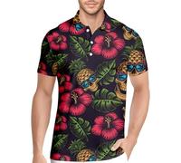 HIVICHI Golf Shirts for Men Funny Hawaiian Print Crazy Mens Polo Shirt, Aop-polo-12692, XL