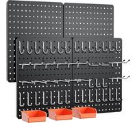 Hivio Peg Board, 110pcs Metal Pegboard Kit, Includes 4 Pack Black Peg Board Panels with Accessories and Hook Locks, Large Heavy Duty Peg Boards for Walls Home, Garage Tool Storage, Workbench