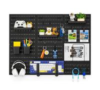 Hivio Peg Board, 24"x36" Pegboard Wall Organizer, Includes 6PCS Black Peg Boards and Accessories, Plastic Peg Board Panels for Craft Room, Office, Kitchen, Gaming Room