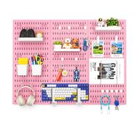 Hivio Peg Board, 24"x36" Pegboard Wall Organizer, Includes 6PCS Pink Peg Boards and Accessories, Plastic Peg Board Panels for Craft Room, Office, Kitchen, Gaming Room