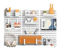Hivio Peg Board, 24"x36" Pegboard Wall Organizer, Includes 6PCS White Peg Boards and Accessories, Plastic Peg Board Panels for Craft Room, Office, Kitchen, Gaming Room