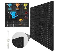 Hivio PegBoard, 4 Pack Metal Peg Board Panels Black Pegboards Wall Organizer with Bent Frame Large Heavy Duty Peg Board for Walls Home, Garage Tool Storage, Office Organization, Craft Room, Kitchen